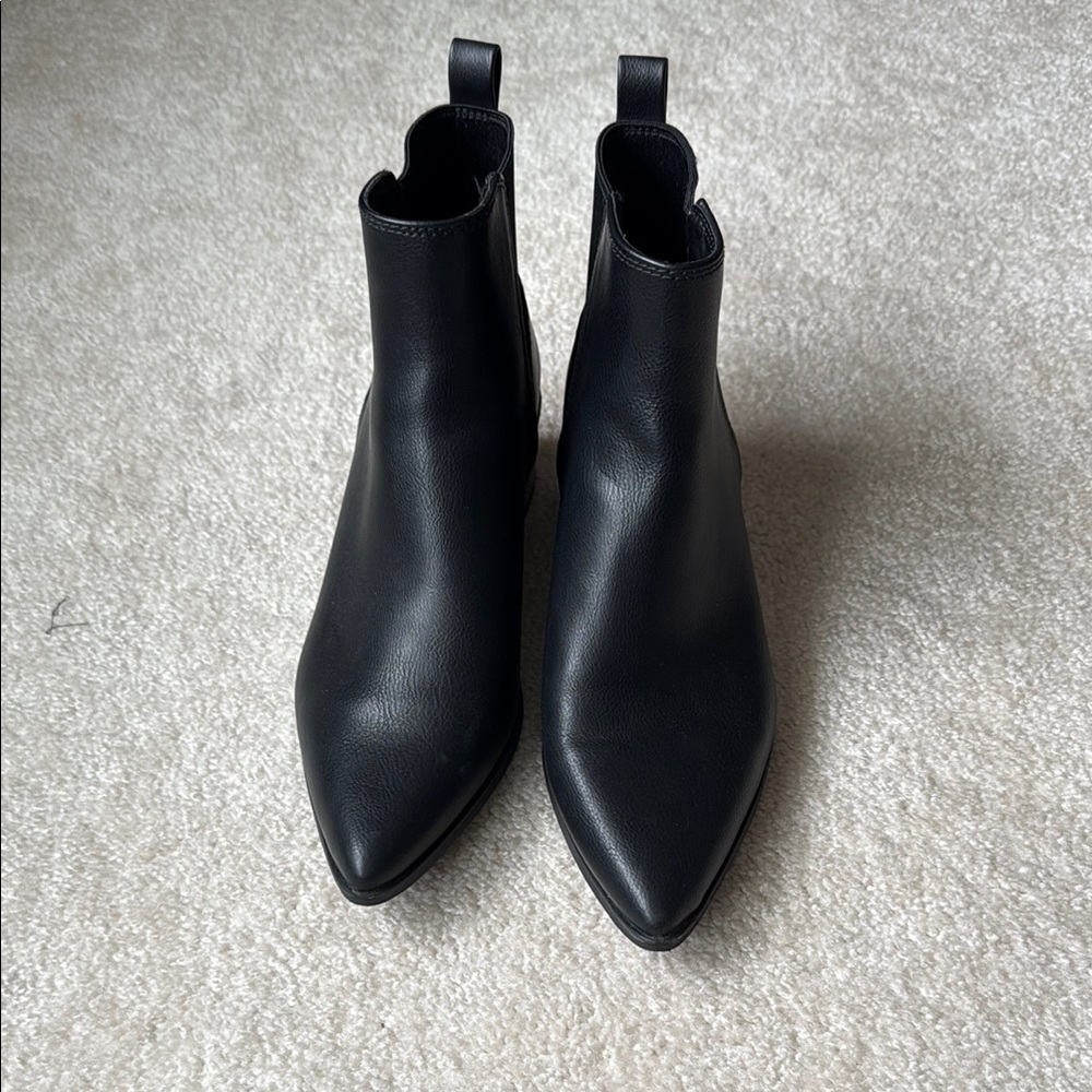 Black Faux Leather Ankle Boots